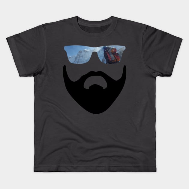 The Mountaineer and the cool Sunglasses Kids T-Shirt by SPAZE